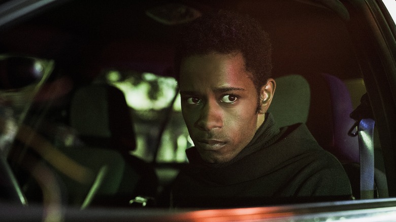 LaKeith Stanfield as L sitting in a car in Death Note