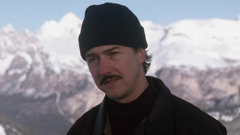 Edward Norton in beanie in The Italian Job