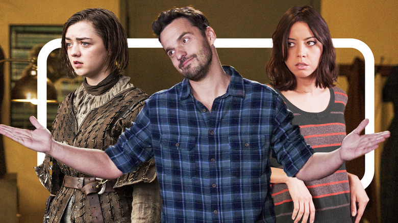 Arya Stark, Nick Miller, and April Ludgate composite image