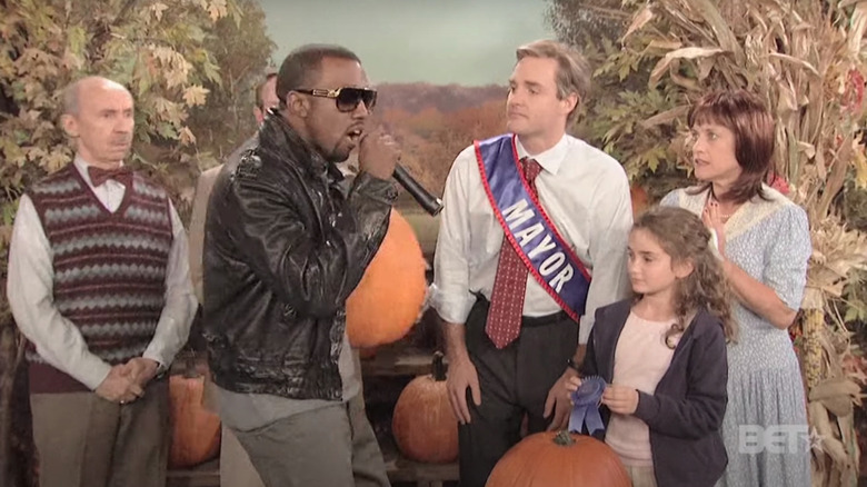 Kanye West interrupts a pumpkin contest on Saturday Night Live