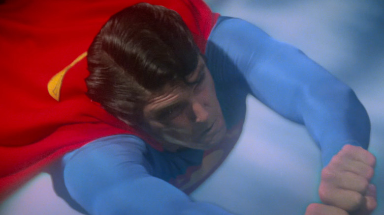 Superman flies fast in Superman: The Movie