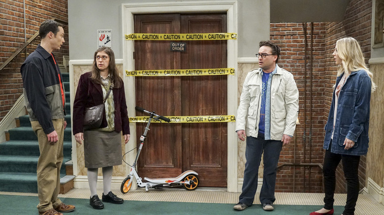 Sheldon Amy Leonard Penny broken elevator Big Bang Theory